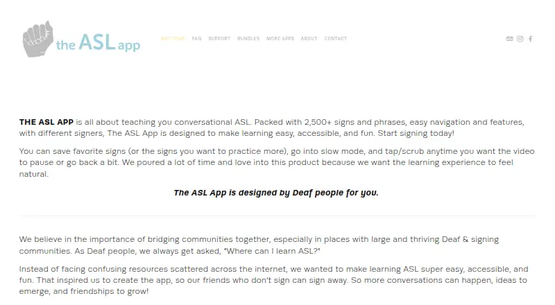 The ASL App screenshot