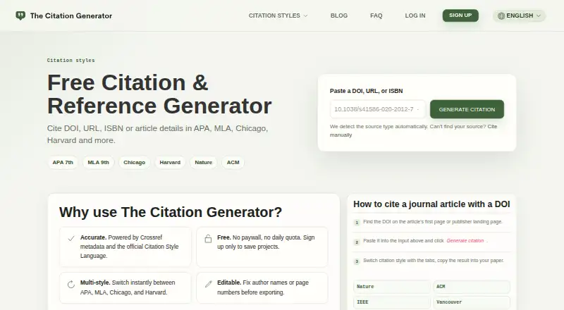 The Citation Generator screenshot