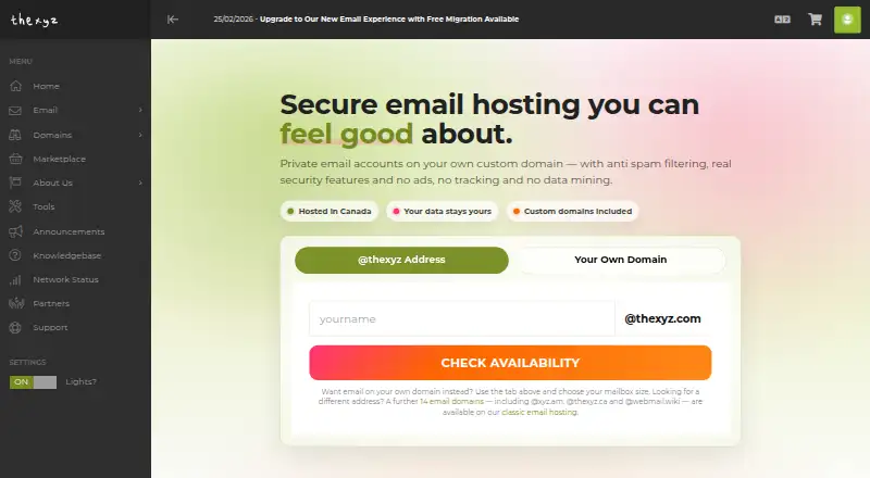 Thexyz Email screenshot