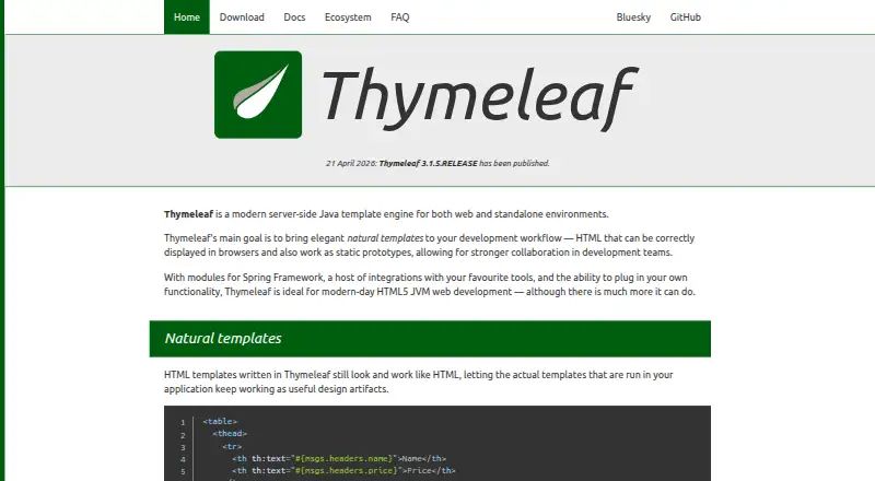 Thymeleaf screenshot
