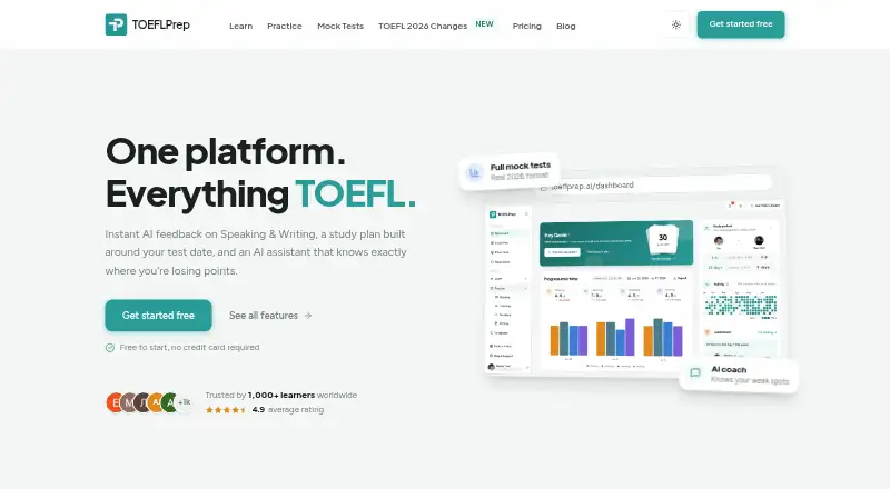 TOEFLPrep.ai screenshot