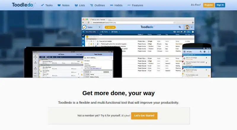 Toodledo screenshot