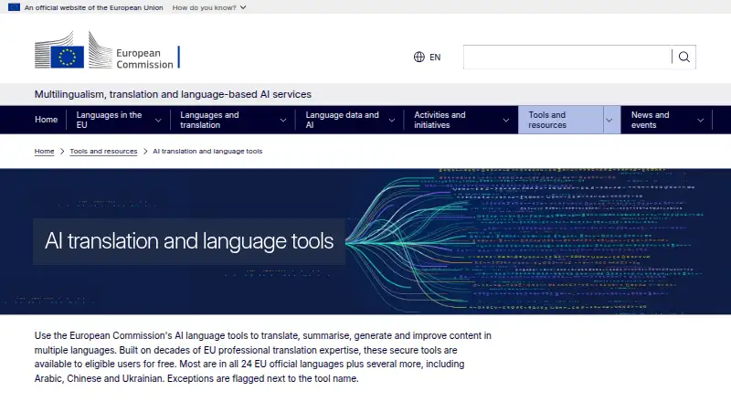 eTranslation screenshot