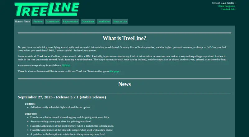 TreeLine screenshot