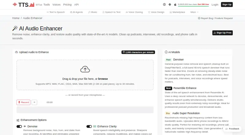 TTS.ai Audio Enhancer screenshot