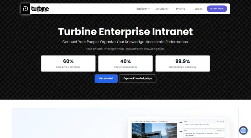 Turbine Enterprise Intranet screenshot