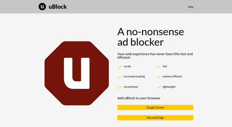 uBlock screenshot