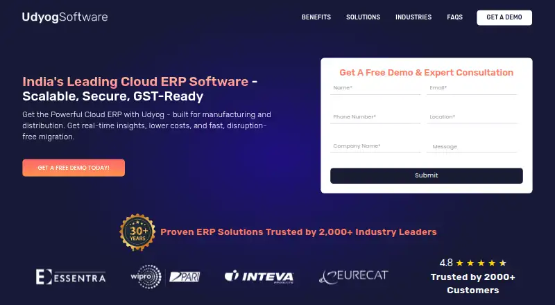 Udyog Cloud ERP screenshot