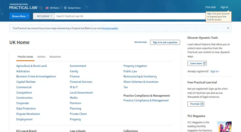 Practical Law screenshot