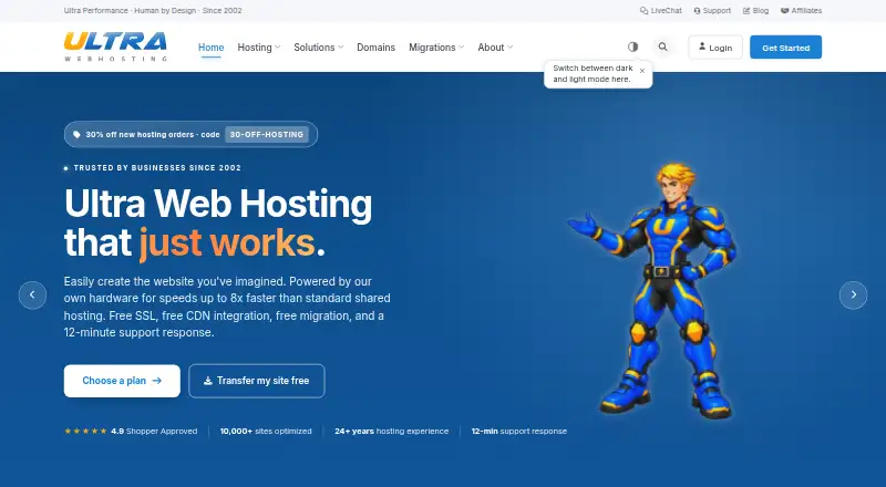 Ultra Nonprofit Hosting screenshot