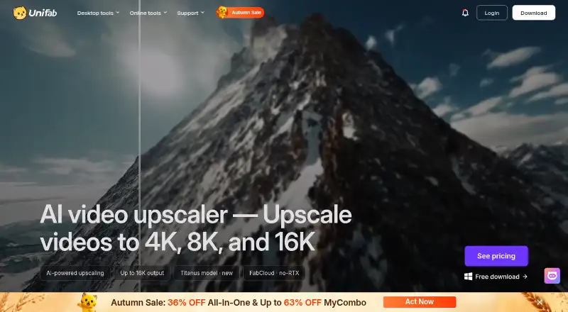 UniFab Video Upscaler AI screenshot