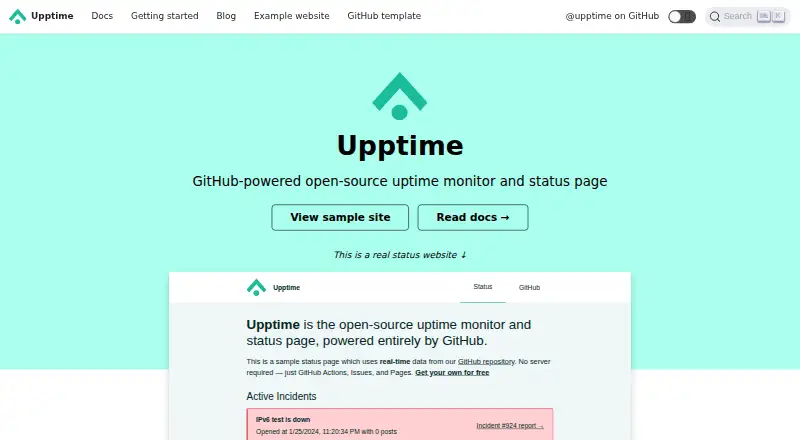 Upptime screenshot