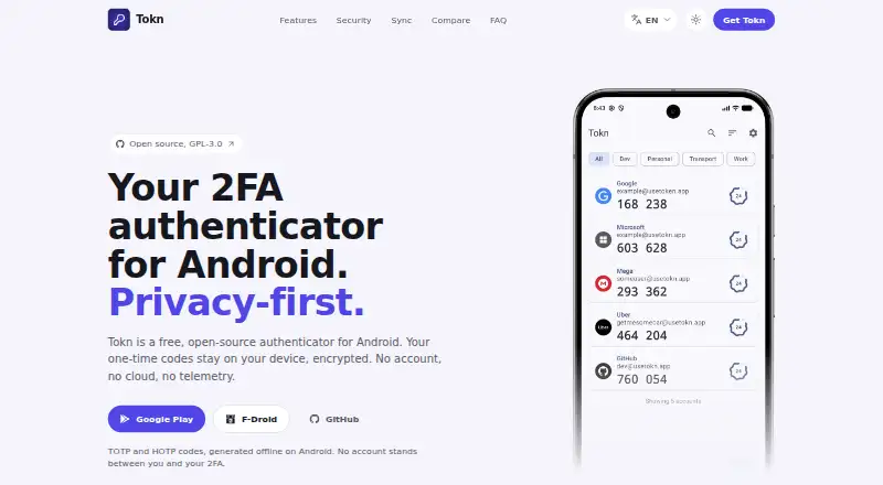 Tokn screenshot