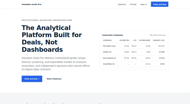 Valuation Suite screenshot