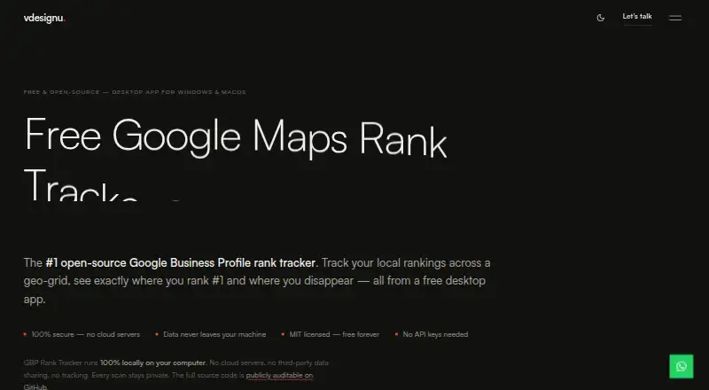 GBP Rank Tracker screenshot