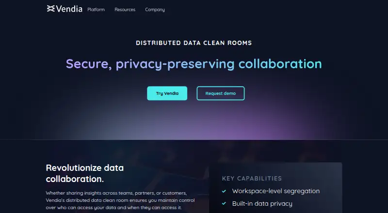 Vendia Distributed Data Clean Rooms screenshot
