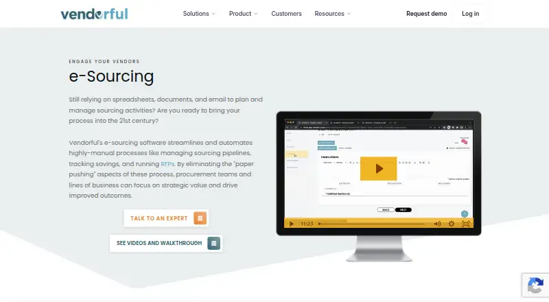 Vendorful e-Sourcing screenshot
