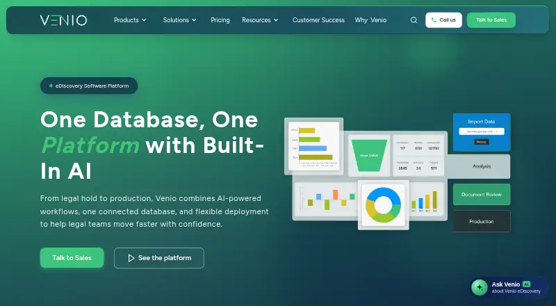 Venio eDiscovery screenshot