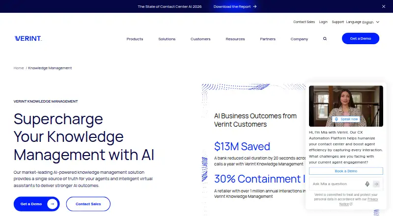 Verint Knowledge Management screenshot