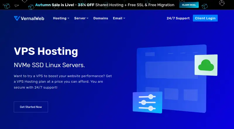 VernalWeb Managed VPS screenshot