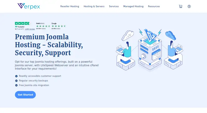 Verpex Joomla Hosting screenshot