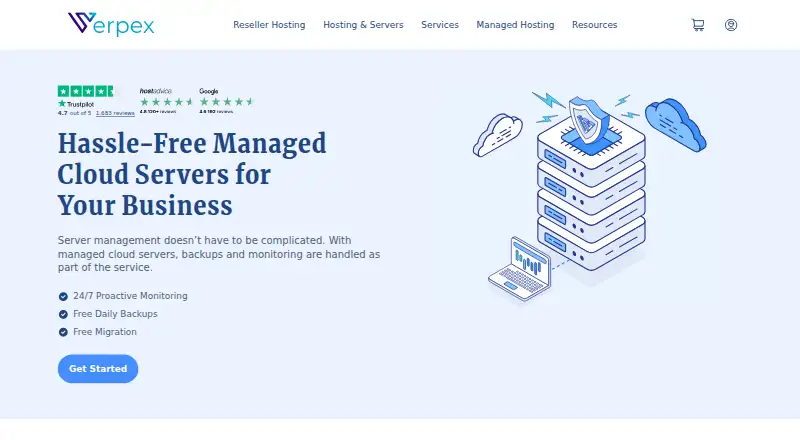 Verpex Managed Cloud Servers screenshot