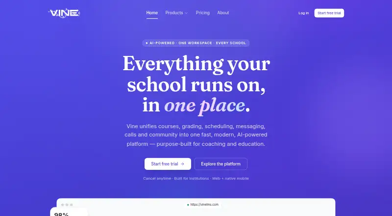 Vine LMS screenshot