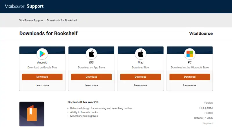 VitalSource Bookshelf screenshot