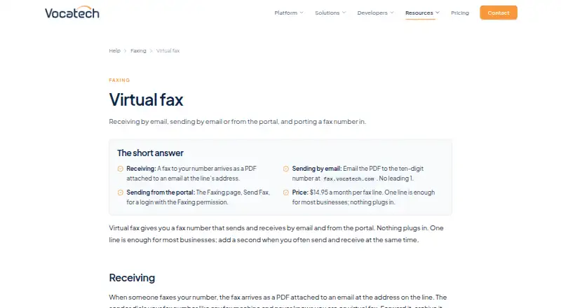 Vocatech Virtual Fax screenshot