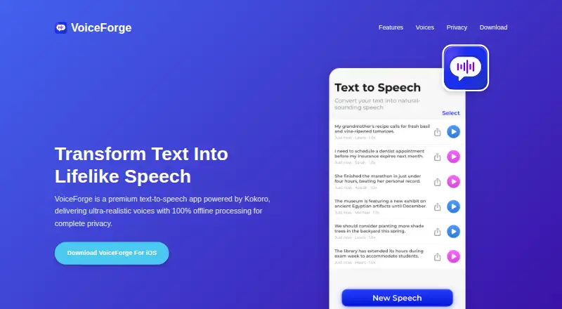 VoiceForge App screenshot