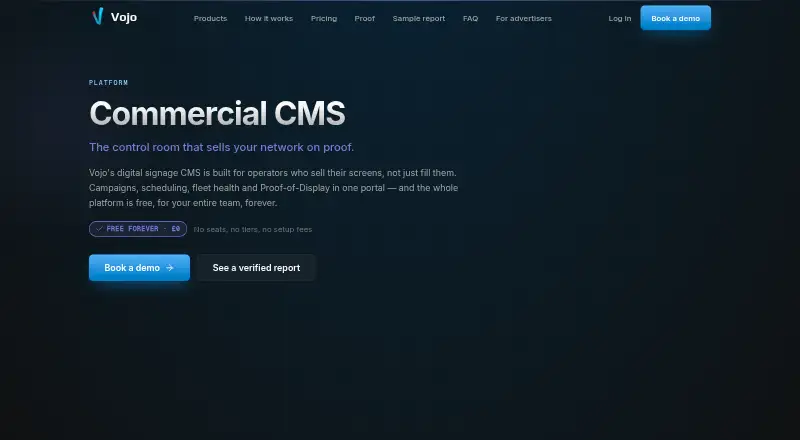 Vojo CMS screenshot