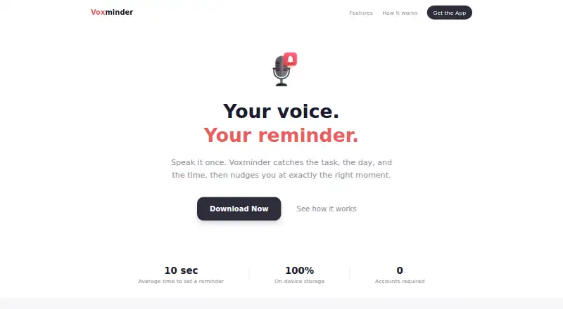 Voxminder screenshot