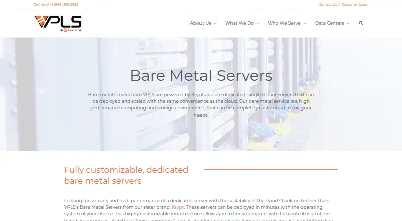 VPLS Bare Metal Servers screenshot