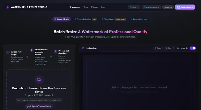 Watermark & Resize Studio screenshot
