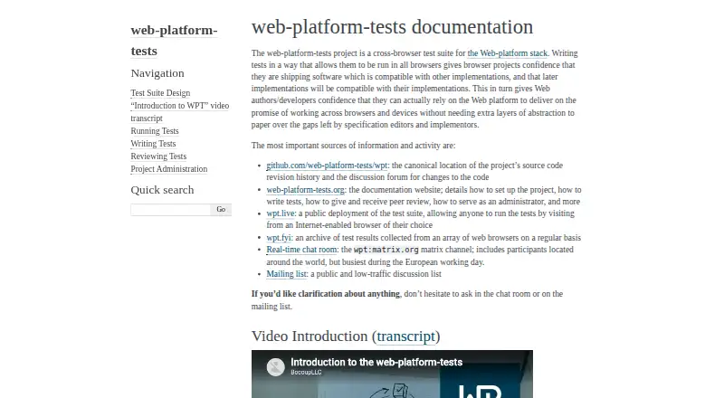 Web Platform Tests screenshot