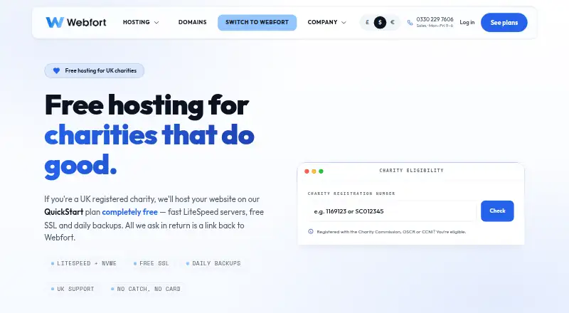 Webfort Free Charity Hosting screenshot