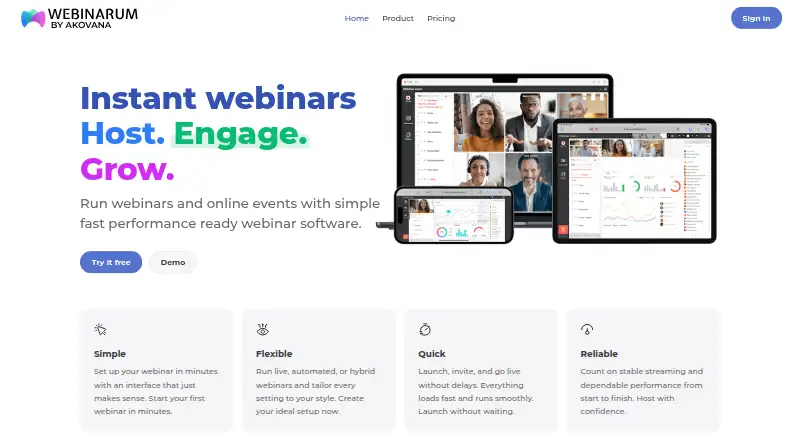 Webinarum screenshot