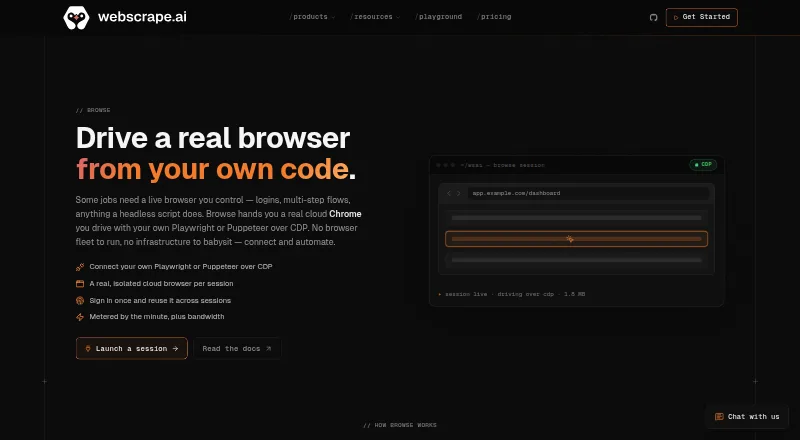 Webscrape AI Browse screenshot