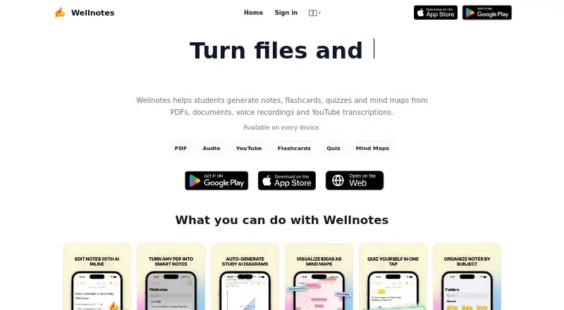 Wellnotes screenshot
