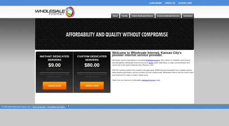 Wholesale Internet Dedicated Servers screenshot