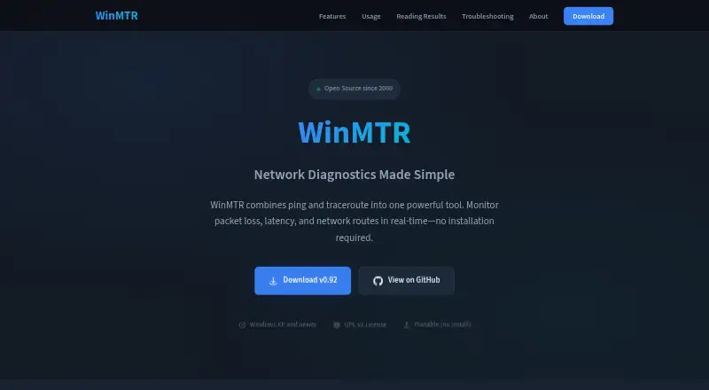 WinMTR screenshot