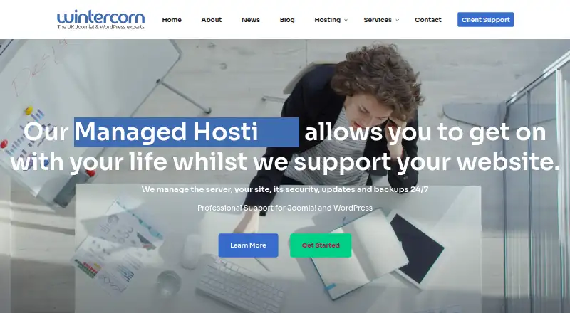 Wintercorn Managed Joomla Hosting screenshot