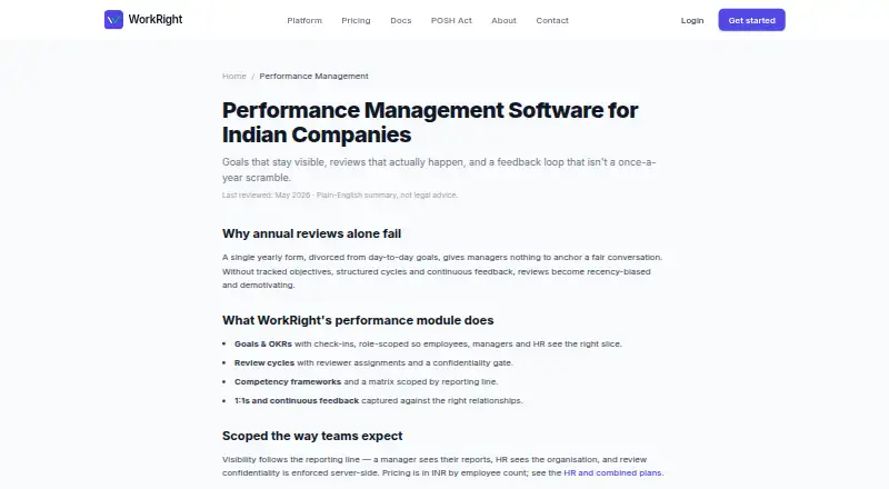 WorkRight Performance screenshot