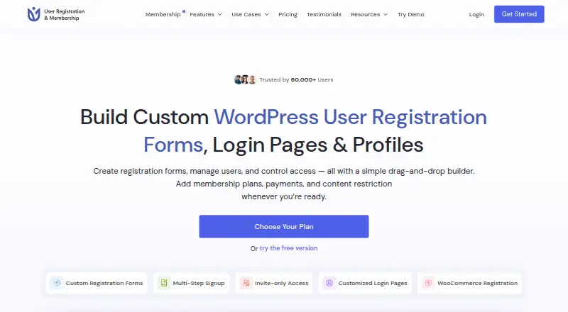 User Registration & Membership screenshot