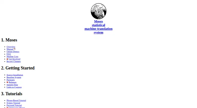 Moses Statistical Machine Translation screenshot