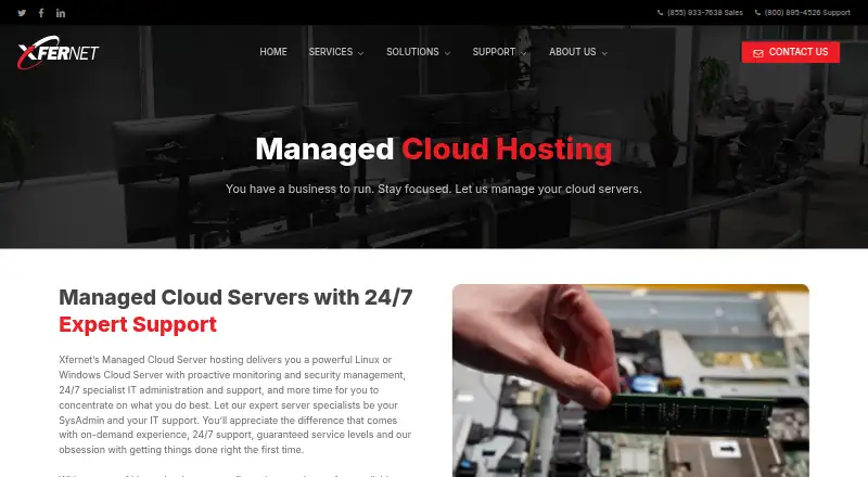 Xfernet Managed Cloud Hosting screenshot