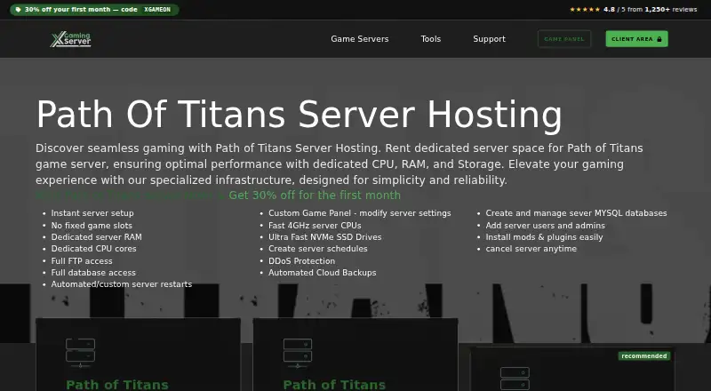 XGamingServer Path of Titans Server Hosting screenshot