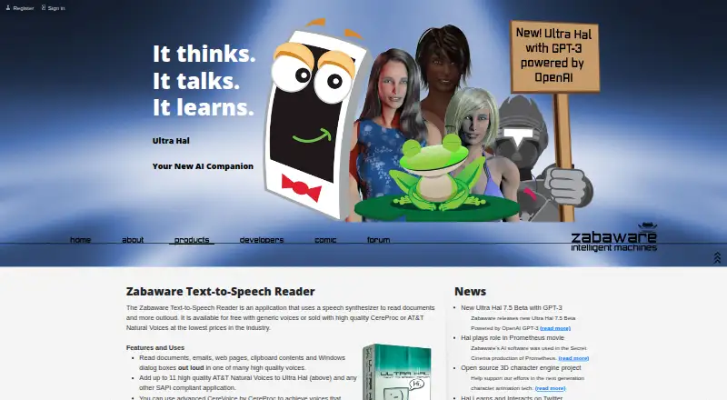 Zabaware Text-to-Speech Reader screenshot