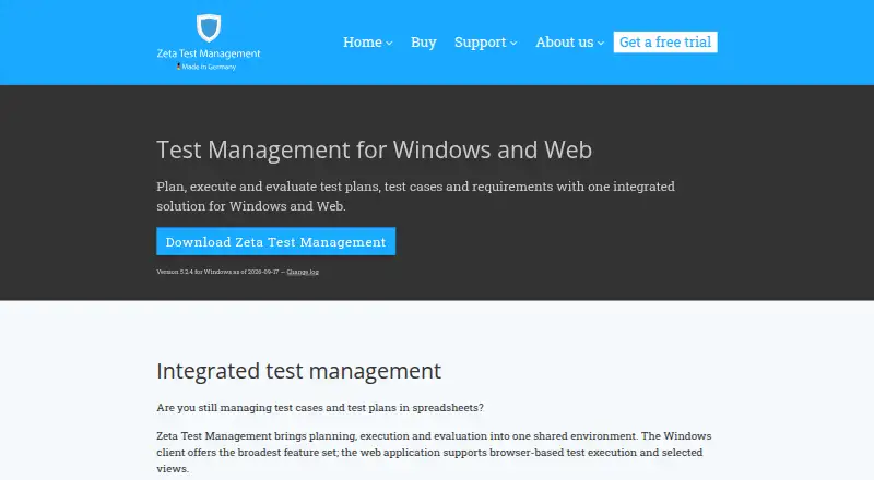 Zeta Test Management screenshot