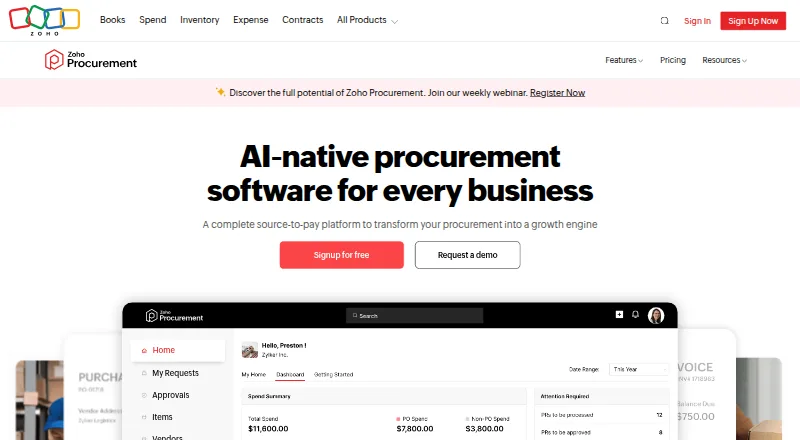 Zoho Procurement screenshot